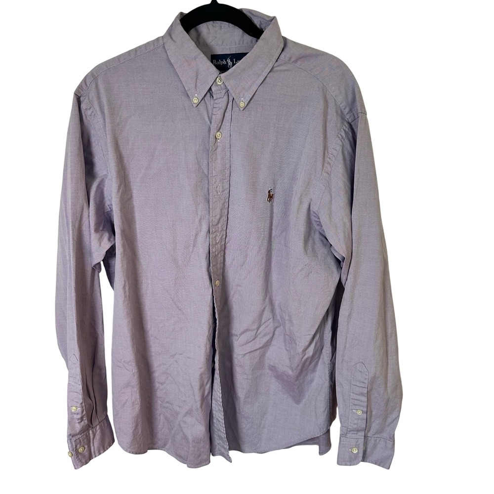 Ralph Lauren Shirt Mens 16.5 Purple Classic Fit Button Down Cotton Long Sleeve